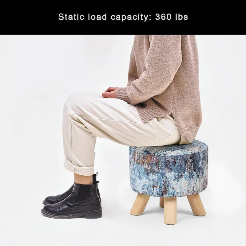 Adeco Modern Round Padded Upholstered Ottoman Footrest Stool