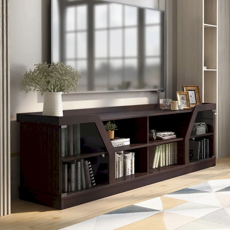DH BASIC Modern Espresso 71 Wide Entertainment Center by Denhour