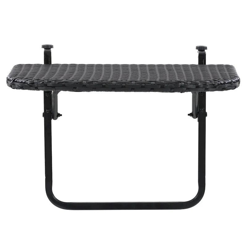CorLiving Parksville Black Rattan Foldable Balcony Table