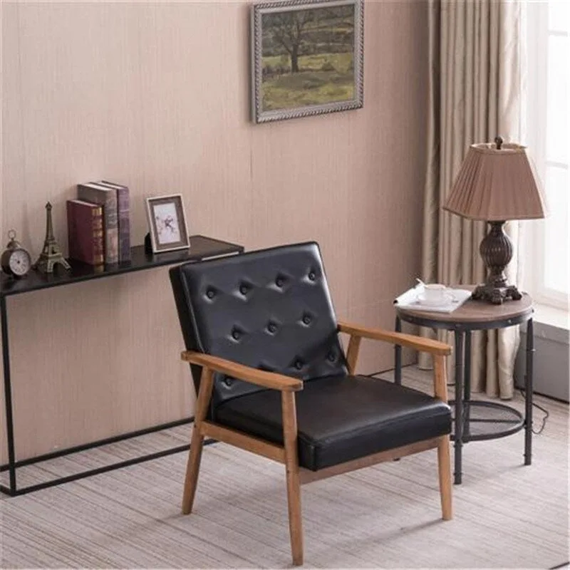 Retro Modern Faux Leather Chair Black