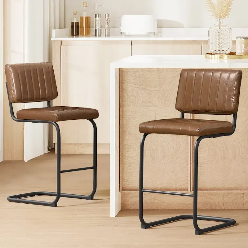Art Leon Rustic Upholstered Counter Height Bar Stools (Set of 2)