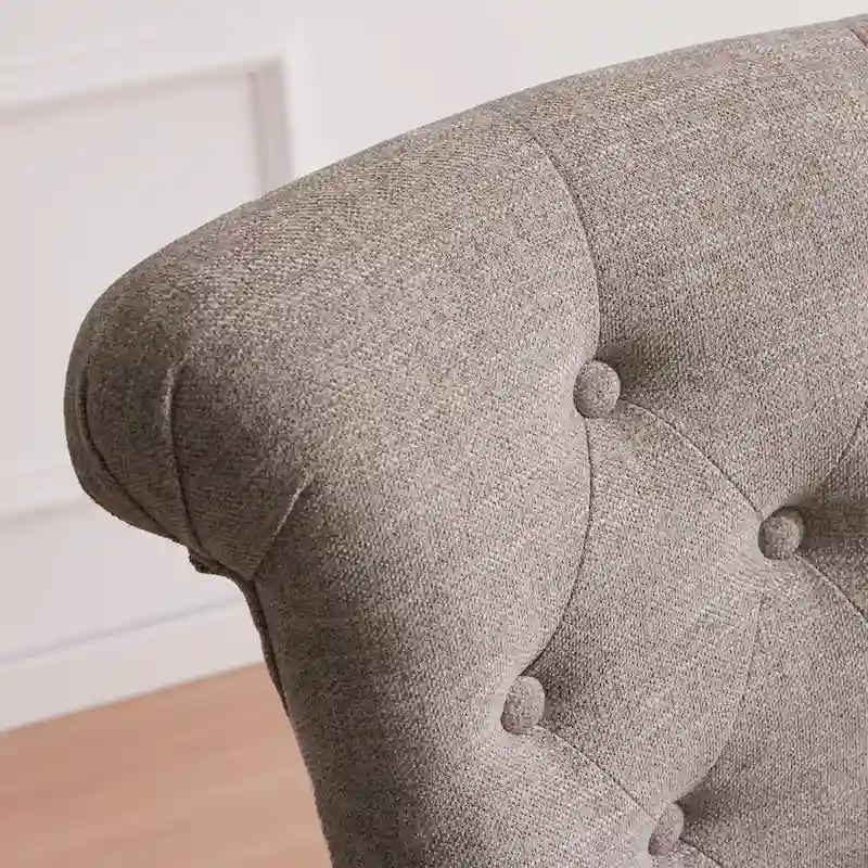 Office Chair with Wheels, Adjustable Height, Linen Fabric Upholstered Computer Desk Chair Swivel