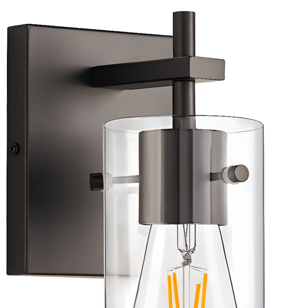 Industrial Cylinder Glass Vanity Light Fixture Hardwired