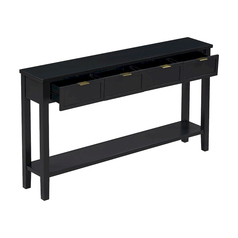 High-Quality Entryway Console Table with 4 Spacious Drawers & 1 Bottom Shelf