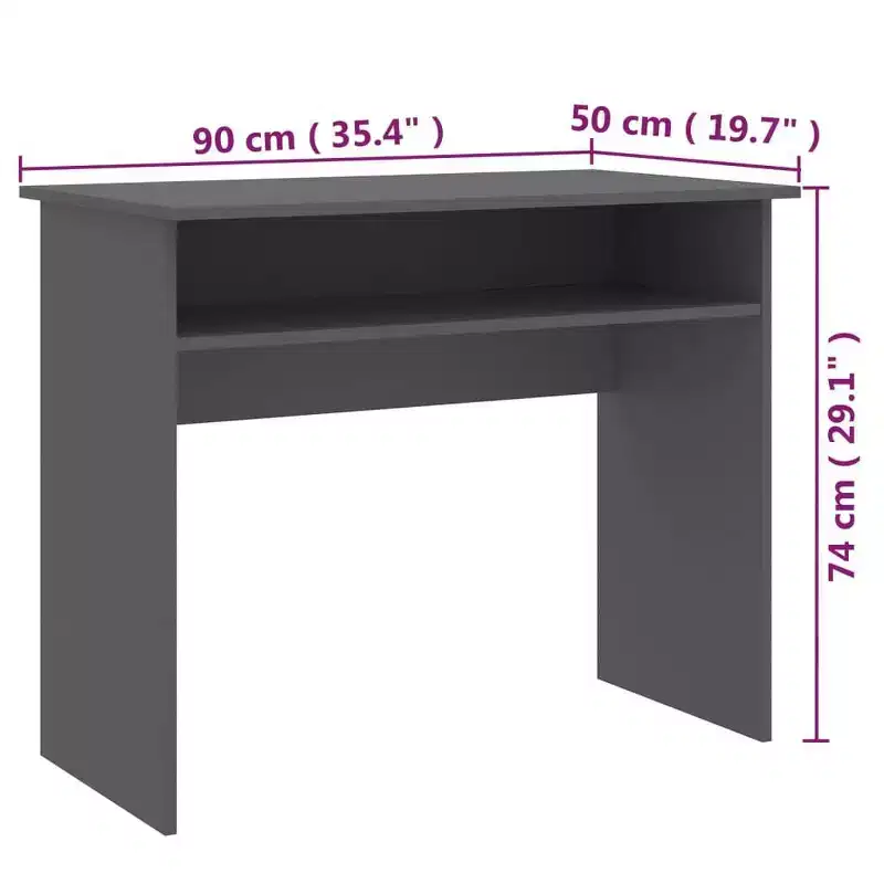 vidaXL Desk White Engineered Wood Small Desk Rectangular Modern
