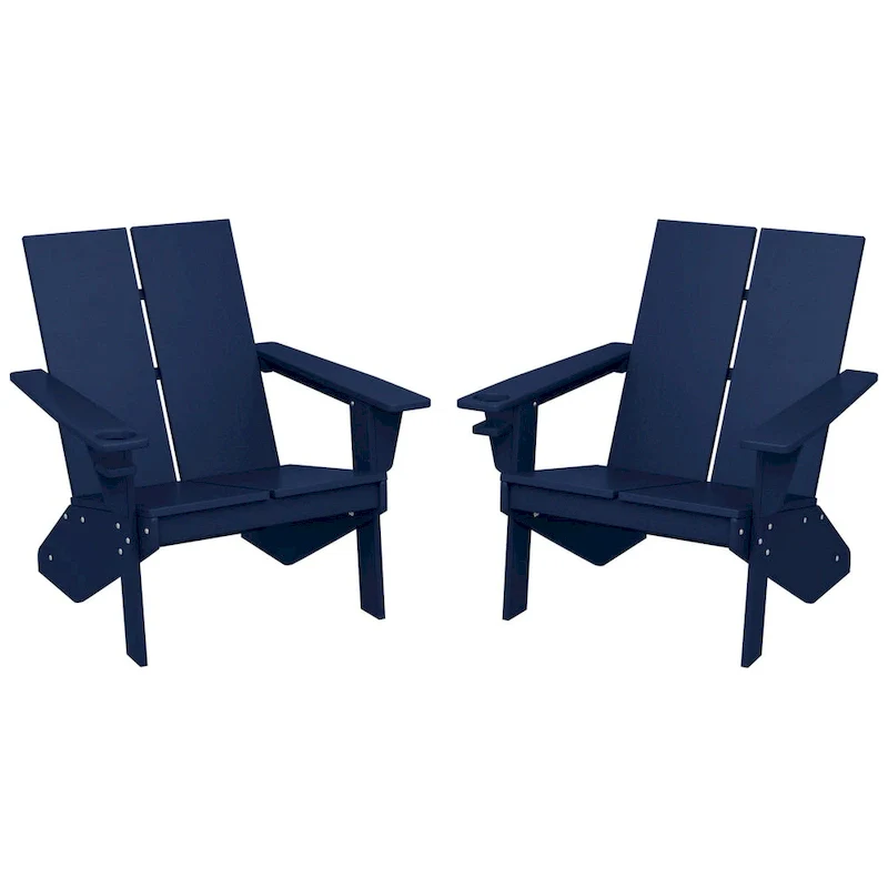 Polytrends Coastin Modern Poly Adirondack Chair (Set of 2), Black