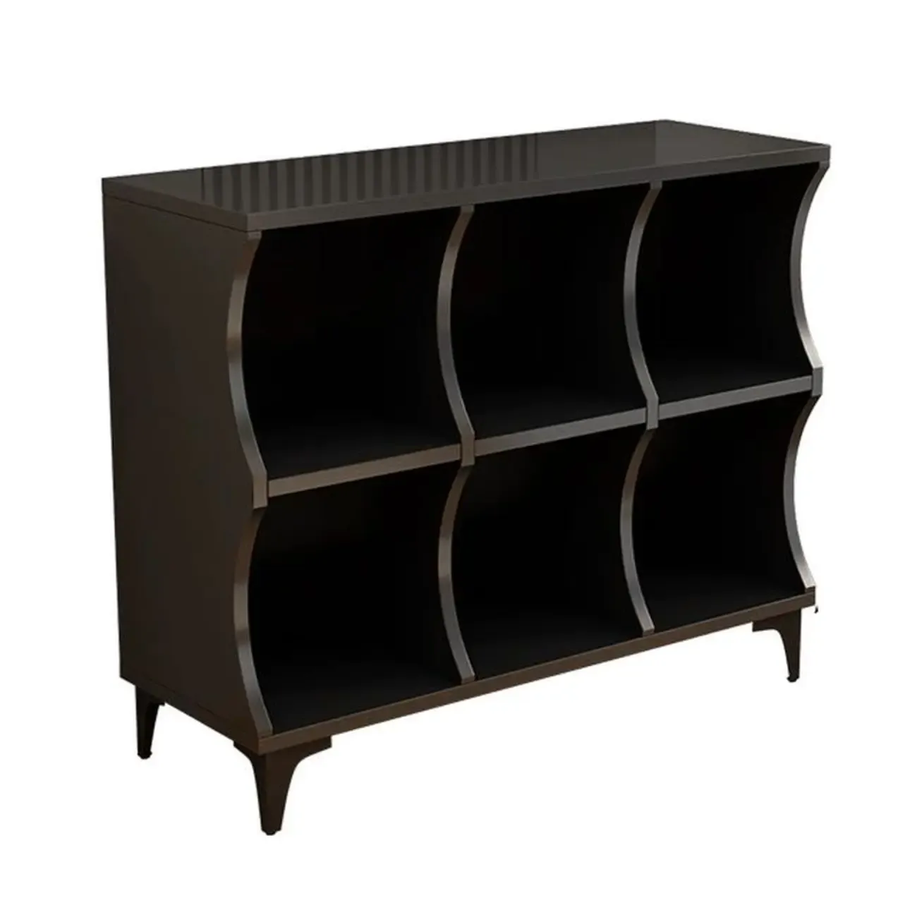 Modern Black Wooden 2-Tier Modular Cube Bookcase