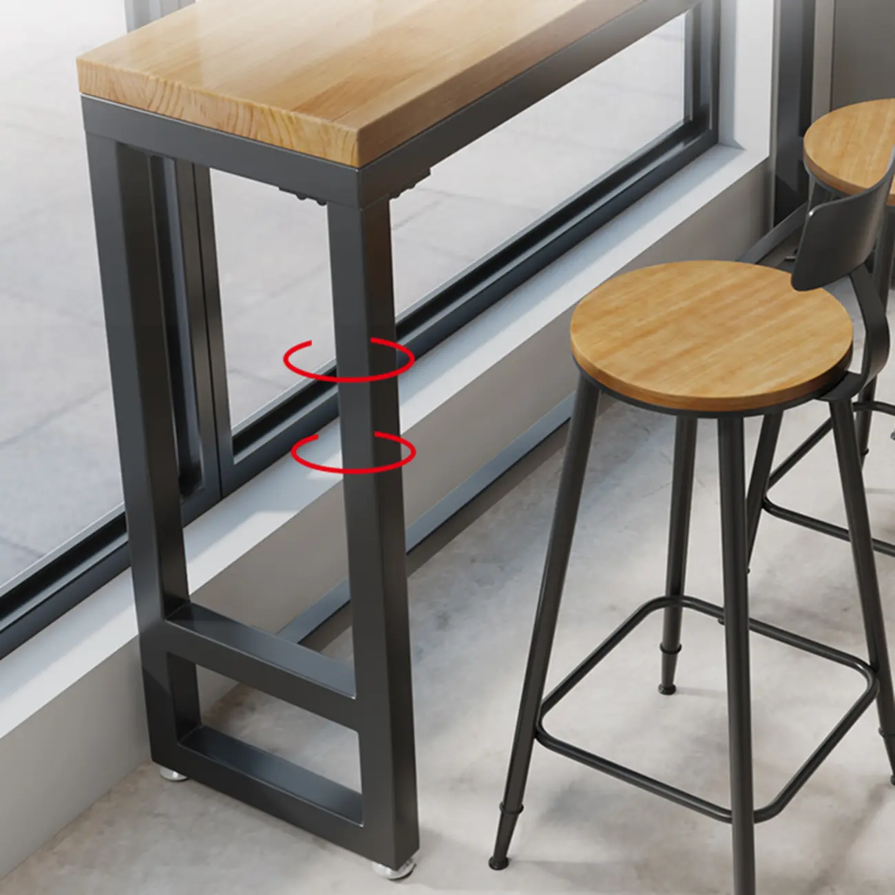 Retro Brown Wooden Industrial Bar Tables