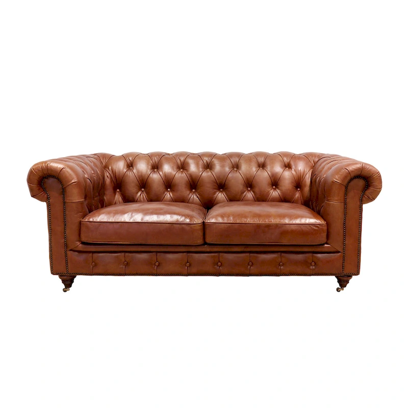 Pasargad Home Paris Club Genuine Leather Chester Bay Tufted Sofa/Chair
