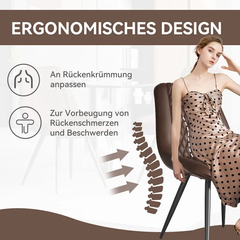 Leather Dining Chair with Metal Legs