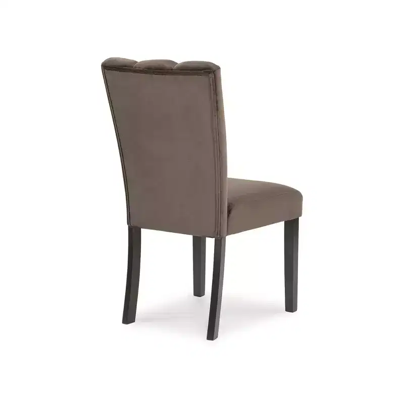 Signature Design by Ashley Zendalia Dining Chairs | Elegant Channel-Stitched Velvet Side Chairs | Set of 2, Mocha Brown