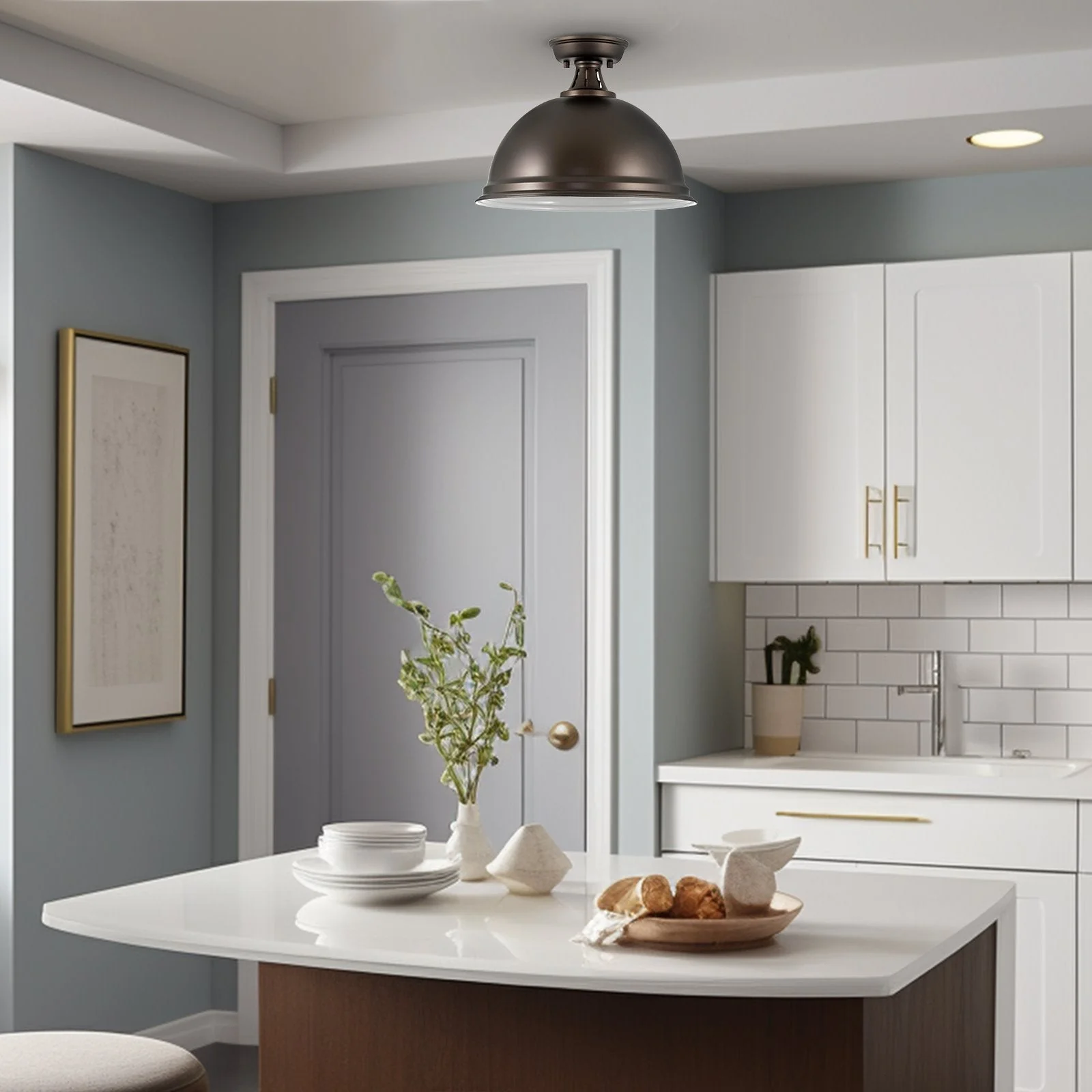 Belle 14 Modern Industrial Semi-Flush Mount Ceiling Light