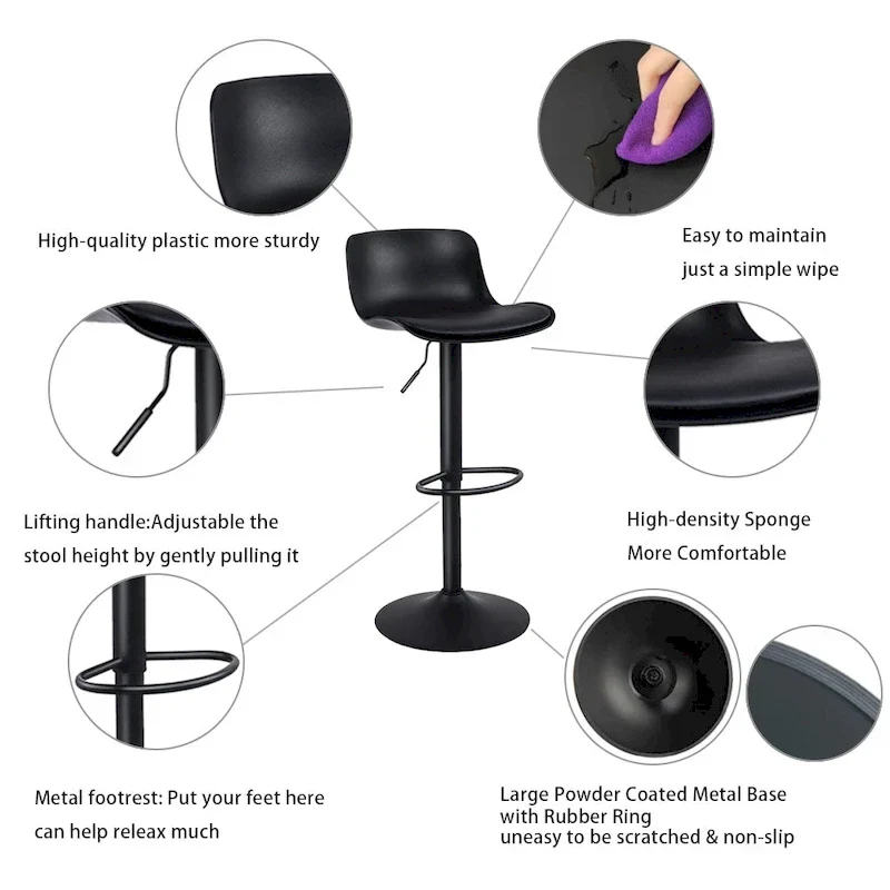 Swivel Bar Stools Set of 2, Height Adjustable Counter Stools