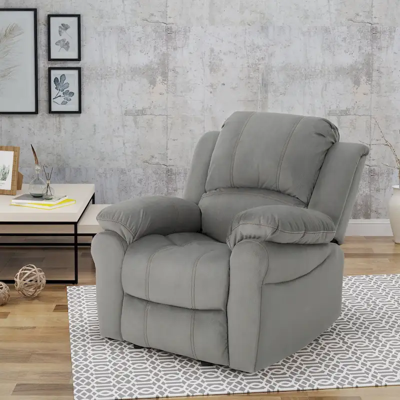 Roomfitters Manual Glider Recliner, Relaxing Recliner for Living Room, Bedroom, Grey