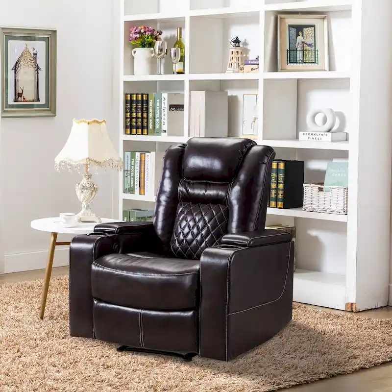 Breathable Leather Home Theater Seating with with USB Ports and Cup Holders