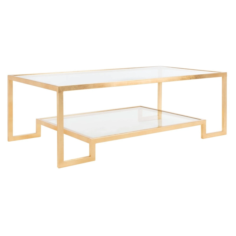 SAFAVIEH Couture Delila Rectangle Gold Leaf Coffee Table - 51.3 W x 27.5 L x 17.8 H - 51Wx28Dx18H