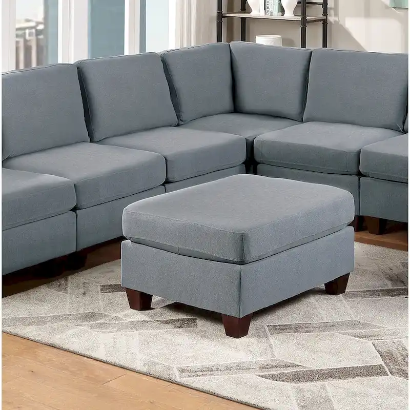 Linen-Like Fabric Upholstered Cocktail Ottoman