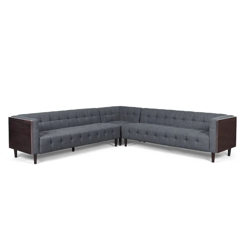 Clermont Mid-century Tufted Sectional Sofa by Christopher Knight Home - 114.00 L x 114.00 W x 30.75 H