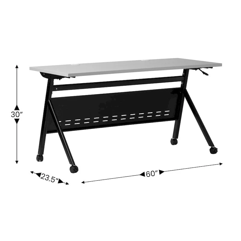 Commercial Nesting Flip Training Table with Steel Frame and Y-Legs - 23.5W x 60D x 30H
