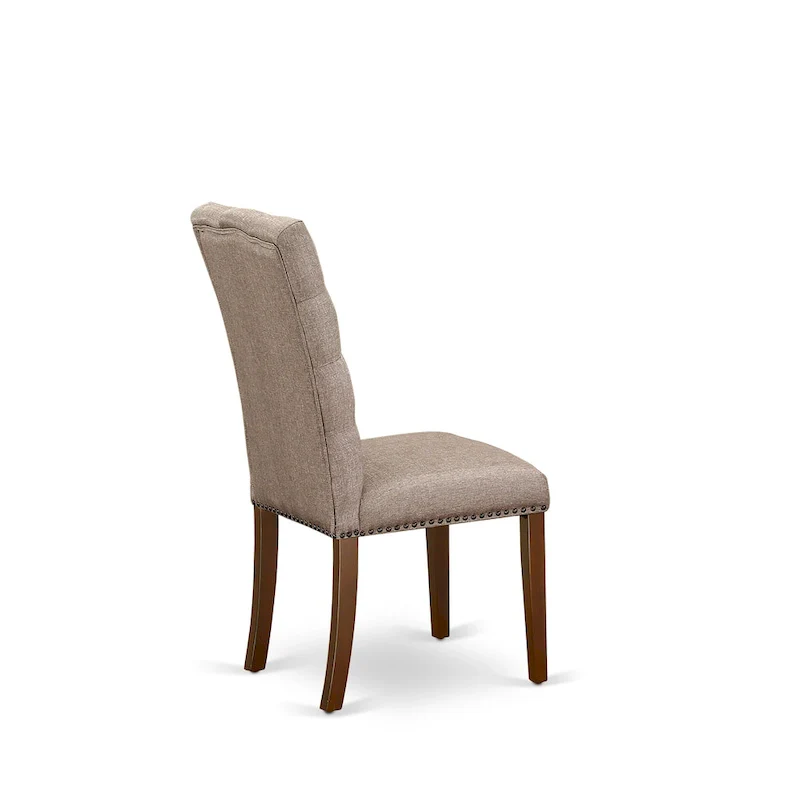 East West Furniture 3 Piece Dining Table Set Contains a Round Dining Table and 2 Linen Fabric Parson Chairs, (Finish Options)