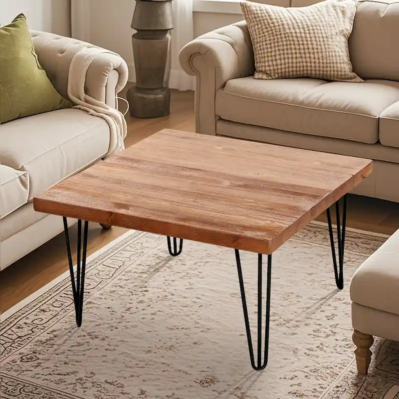 Greenage Wood End Table with Iron Legs