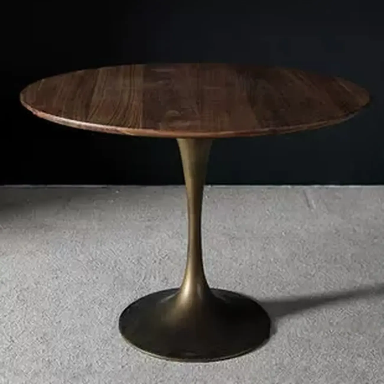 Glam Brown Wood Round Dining Table