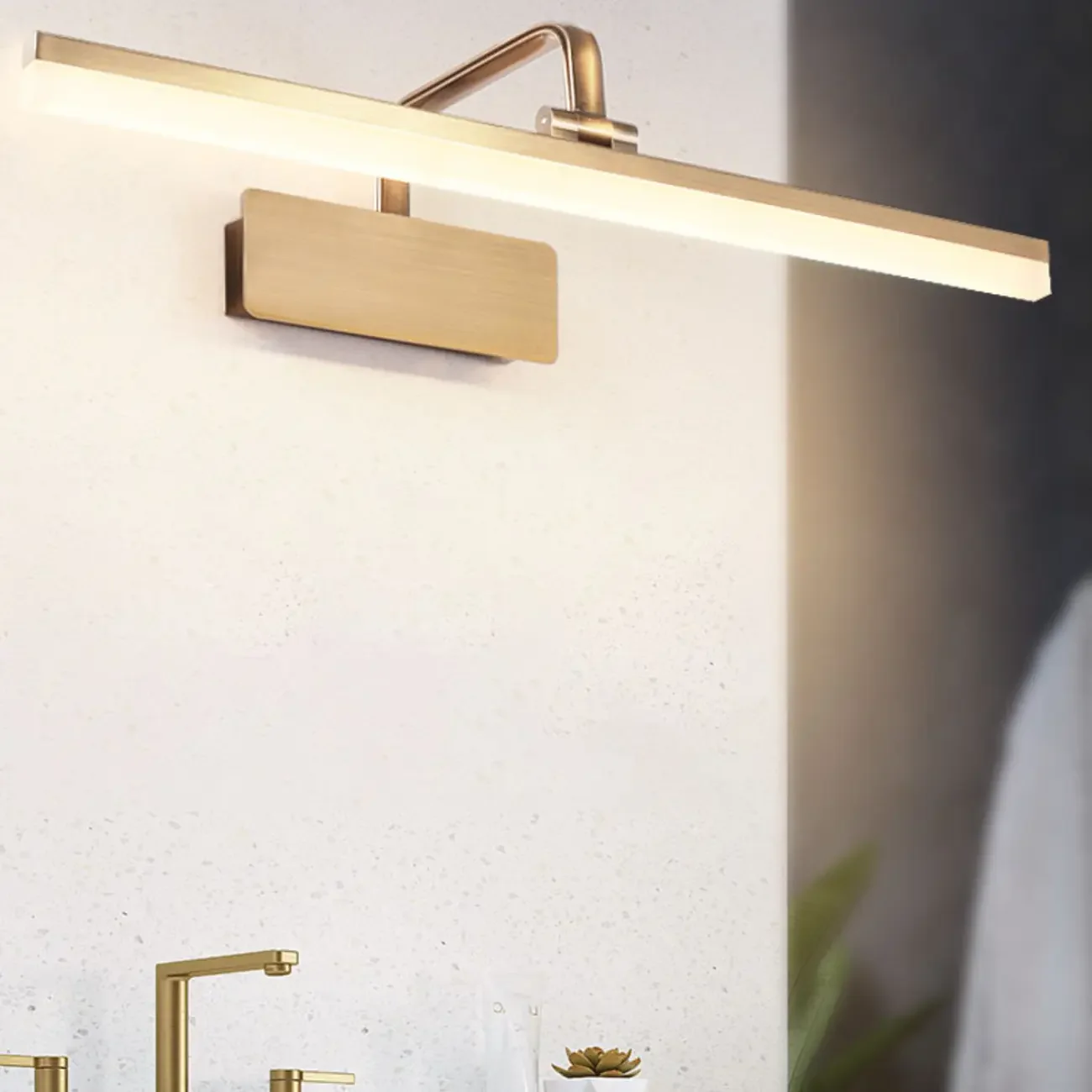 Modern Gold Geometric Vanity Light with Acrylic Shade