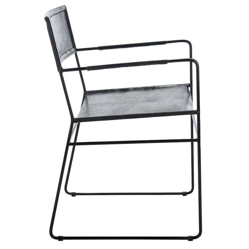 SAFAVIEH Bernardine Leather Dining Chair (Set of 2) - 21.7 W x 19.7 L x 31.9 H - 22Wx20Dx32H