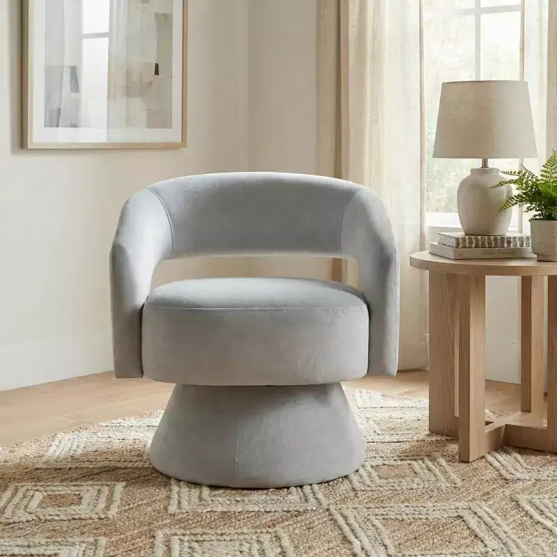 Velvet Swivel Accent Chair, 1-Seat