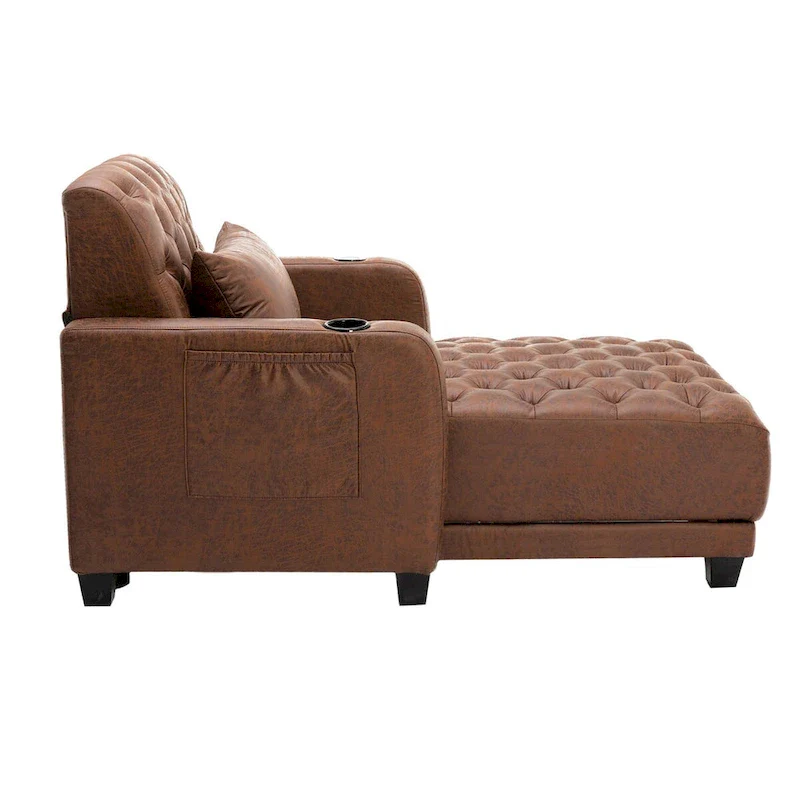 Clihome Tufted Reclining Chaise Lounge