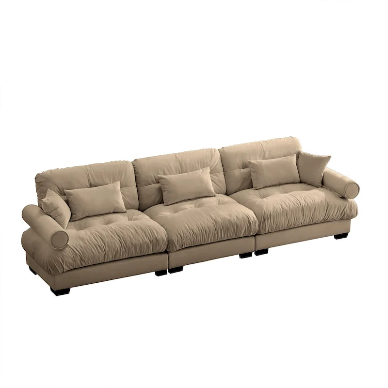 Modular Sectional Sofa - Velvet, 5-Seat, Cloud Cushion, Bolster Armrests, 130W, Configurable