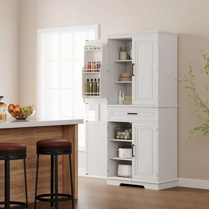 72in Kitchen Storage Pantry Cabinet for Dining Room,Adjustable Shelves