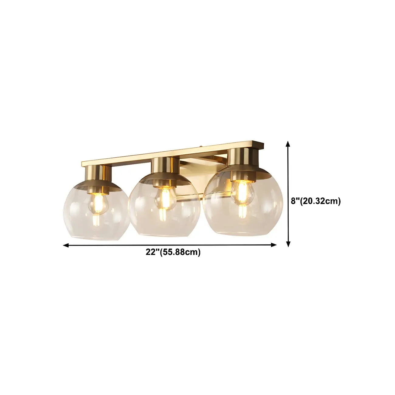 Modern Gold Clear Glass Dome Bathroom Vanity Light