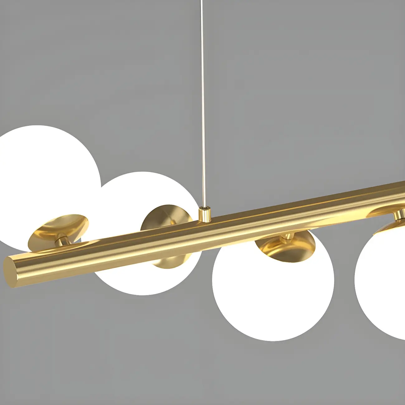 Sleek Modern Gold Glass Globe Island Chandelier
