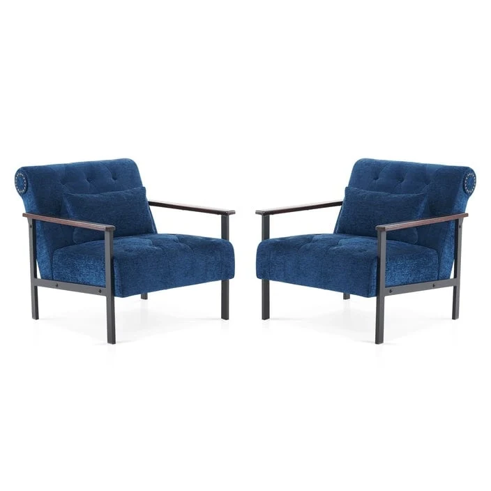 MCombo set of 2 Modern Accent, Ergonomics Lounge Chair for Living Room, Chenille, HQ417