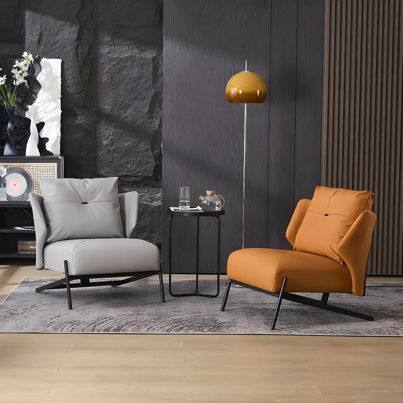 Modern Cat-Resistant Leather High Back Accent Chair