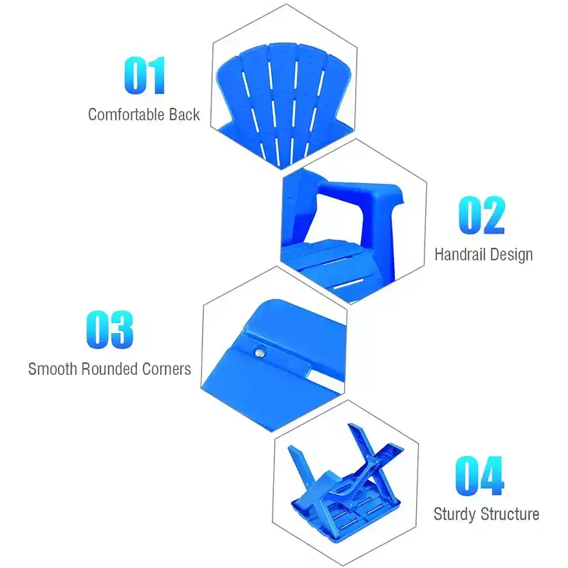 Plastic Children Kids Table & Chair 3-Piece Play Furniture In/Outdoor Blue
