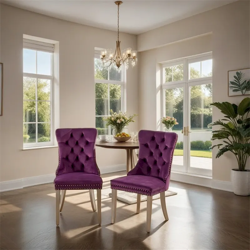 Tufted Solid Wood Contemporary Velvet Upholstered Dining Chair,2PCS