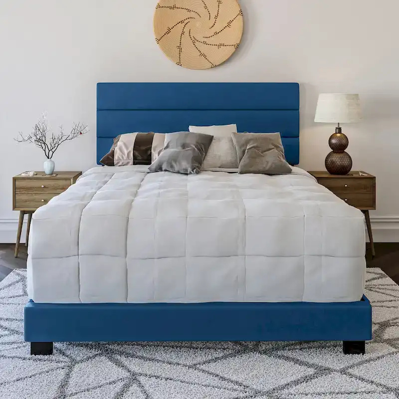 Upholstered Faux Leather Bed Frame with Headboard