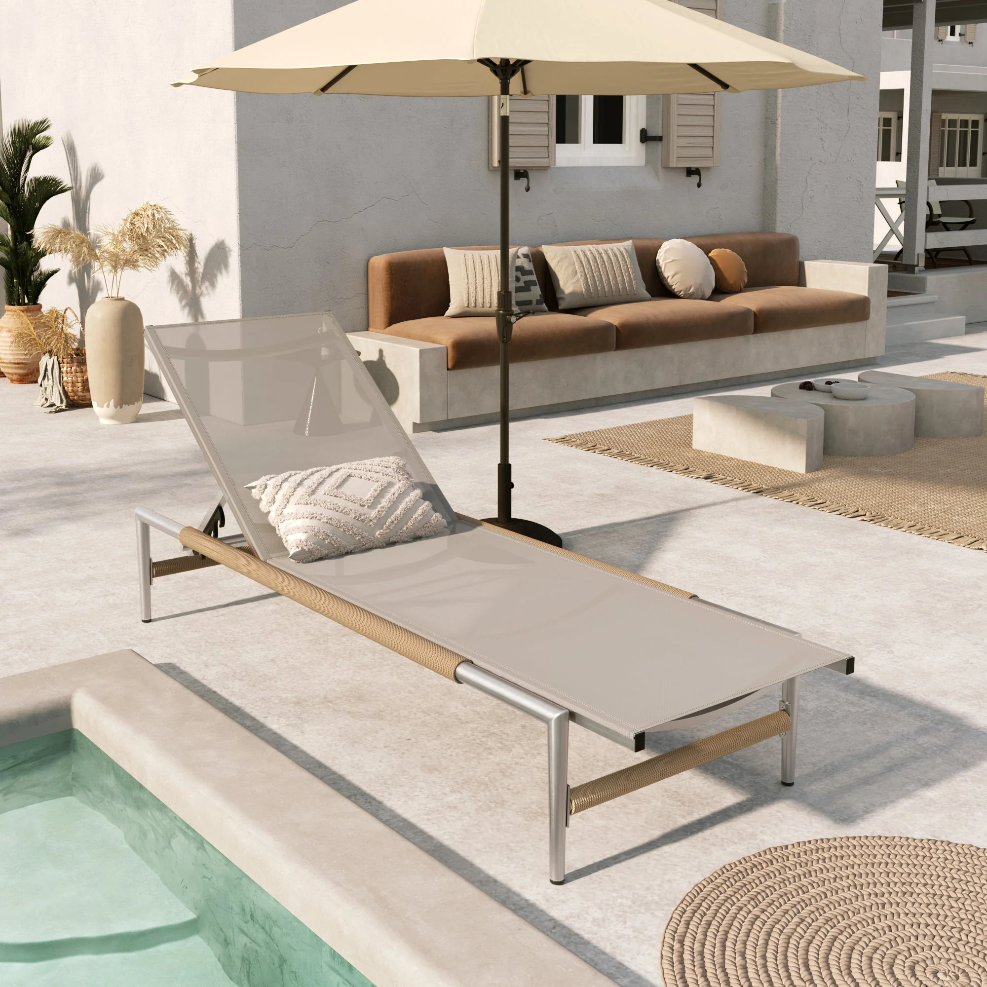 Cesalso Outdoor Patio Mesh Chaise Lounges