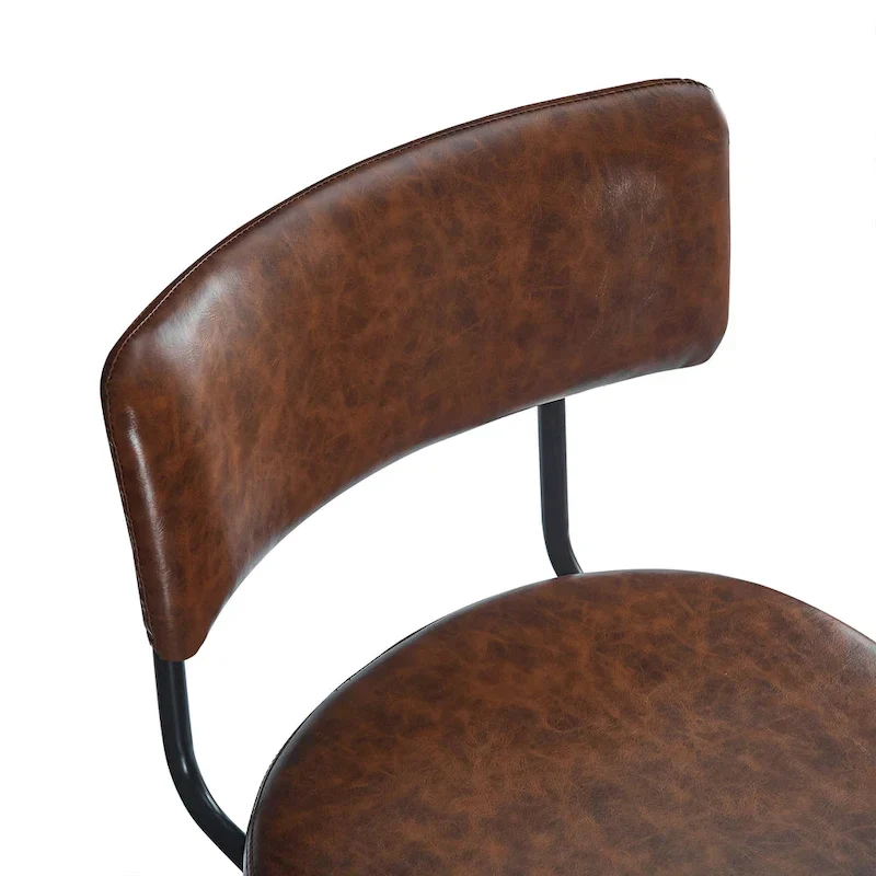26 Retro Swivel Counter Stools, Set of 2 PU Leather Bar Chairs with Cushioned Seat and Iron Frame