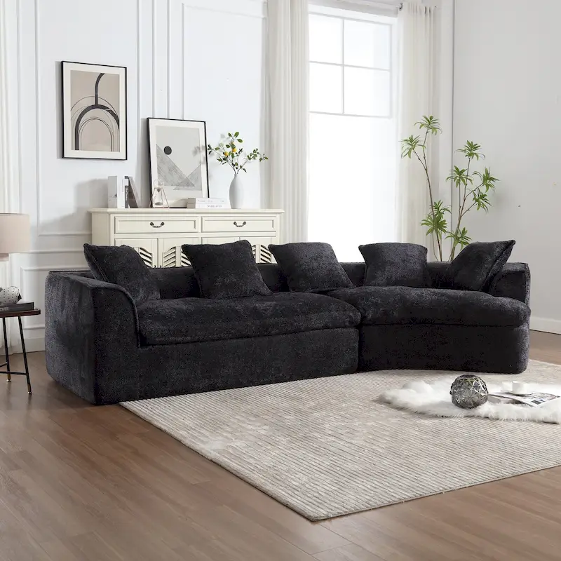 Living Room Oversized Boucle Sofa 3 Seater