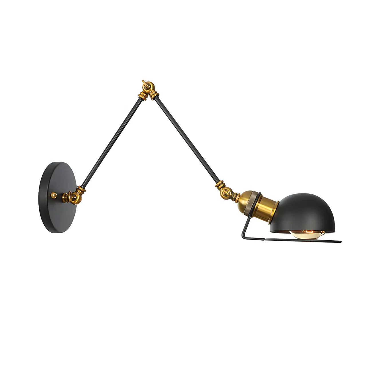 Industrial Black Adjustable Swing Arm Wall Sconce