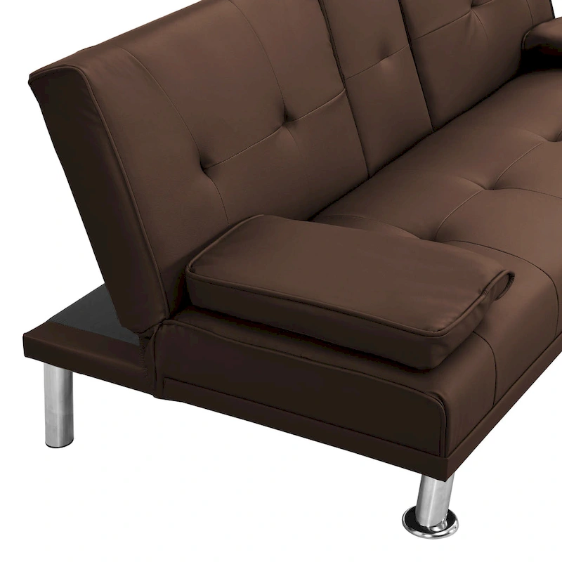 66.1 PVC Loveseat Sofa Bed with Wood Frame and Stainless Legs