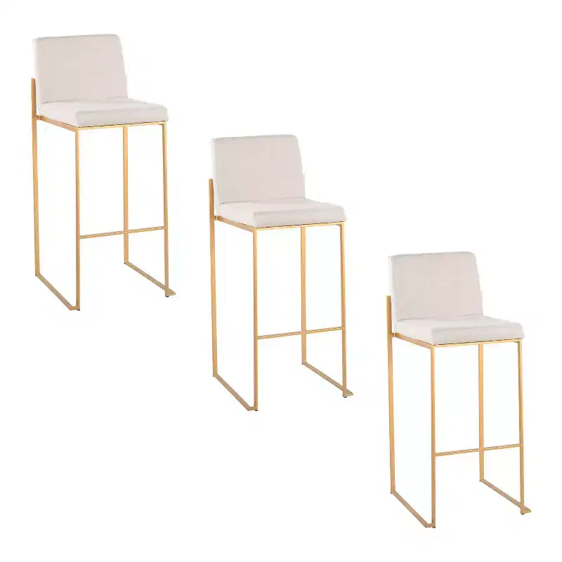 LumiSource Set of 3 Fuji High Back Barstools Fabric