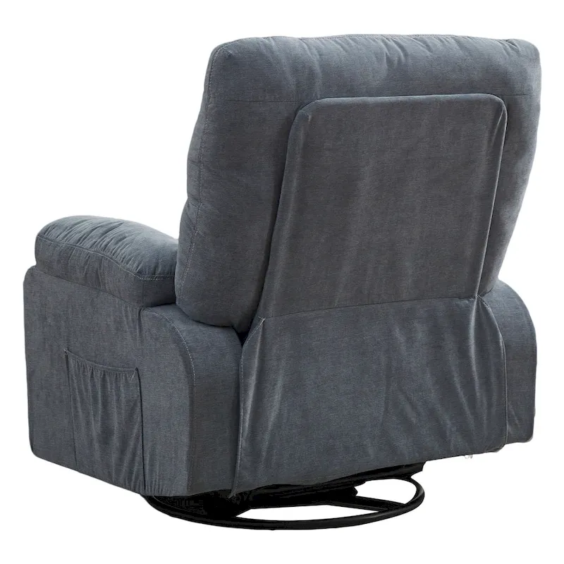 360 Linen Swivel Rocker Recliner with Side Pockets