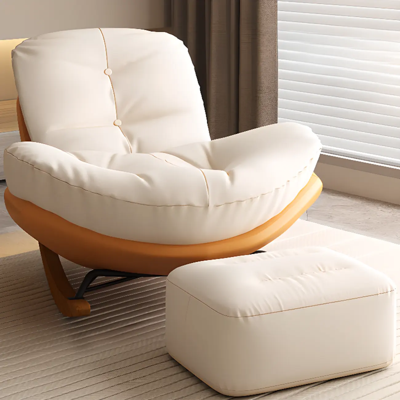Scandinavian Upholstered Rocking Chair with Optional Ottoman