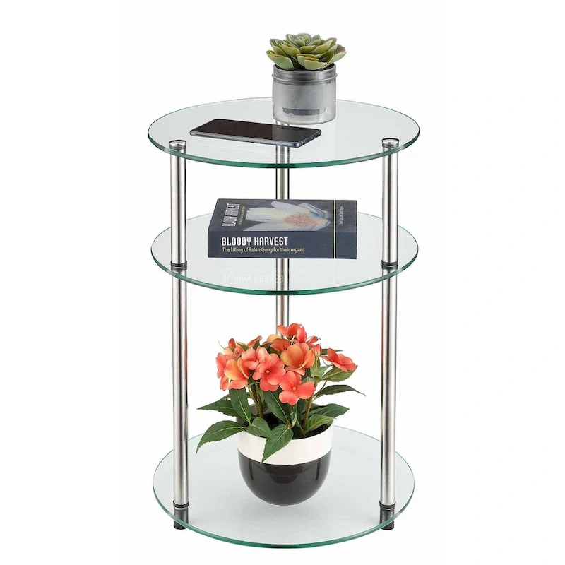 Convenience Concepts Designs2Go Classic Glass 3 Tier Round Table