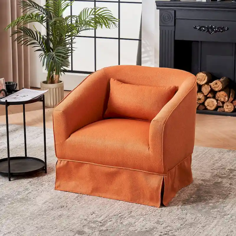 Swivel Barrel Chair with Ottoman