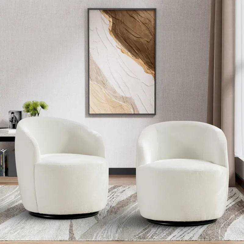 Ouyessir Accent Upholstered Round Velvet 360 Degree Swivel Sofa Chairs